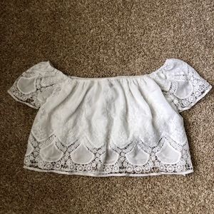Off the Shoulder Lace Crop Top